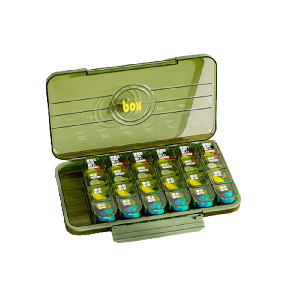Dachuang Beauty (Green, 28 Cells) 7-Day Pill Organizer, 7/21/28 Grids, Compact & Portable