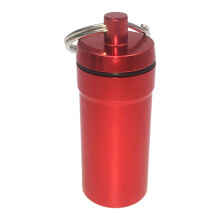 (red) Waterproof Aluminum Earplug Holder for Pills & Herbs