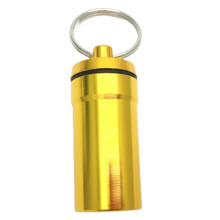(Gold) Waterproof Aluminum Earplug Holder for Pills & Herbs