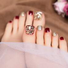 24pcs Glitter Rhinestone Fake Nails for Women