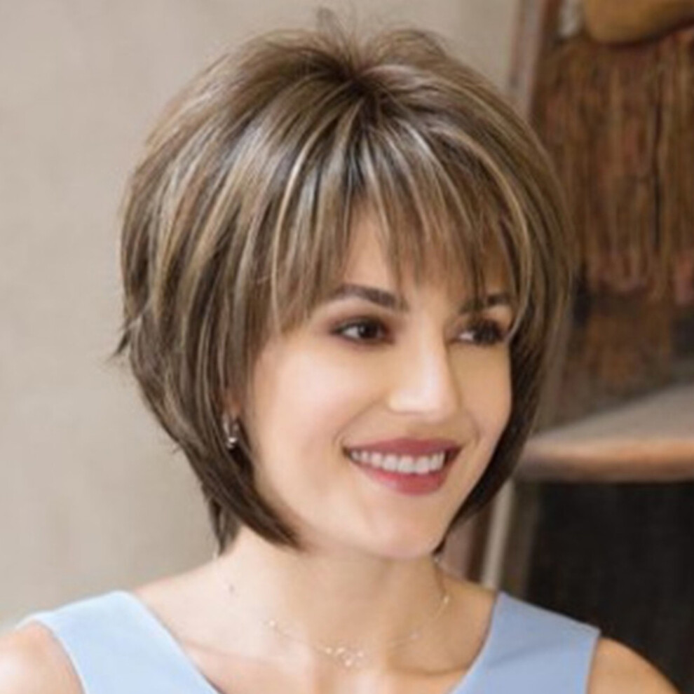 Dachuang Beauty Unisex Short Straight Hair Wigs - Gradient Highlights