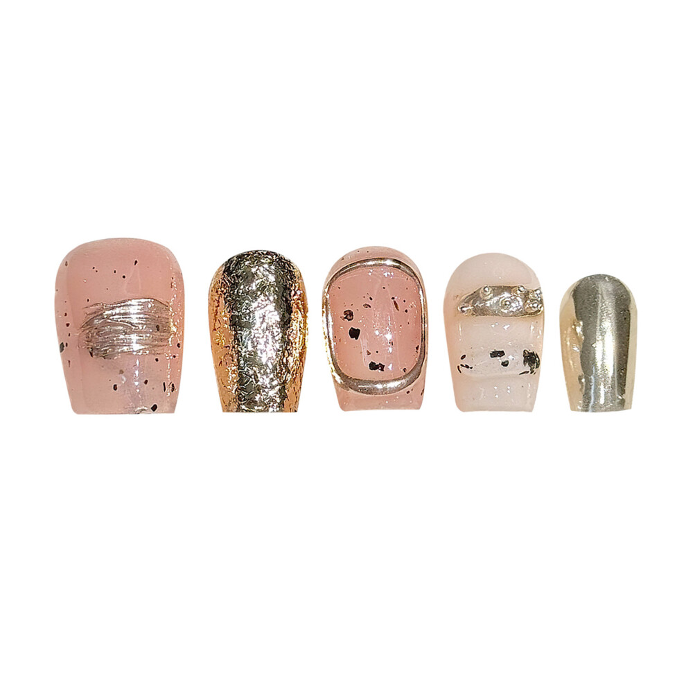 Roc-Electron (S) Glossy Fake Nails With Mirror Powder, Zero Pressure