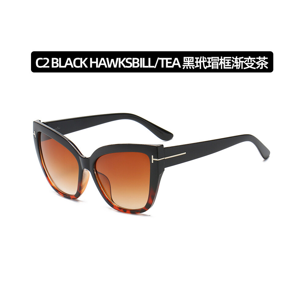 Dachuang Beauty Black (C2- And Lower Leopard Pattern) Trendy Retro Sunglasses - Large Frame Fashion Shades