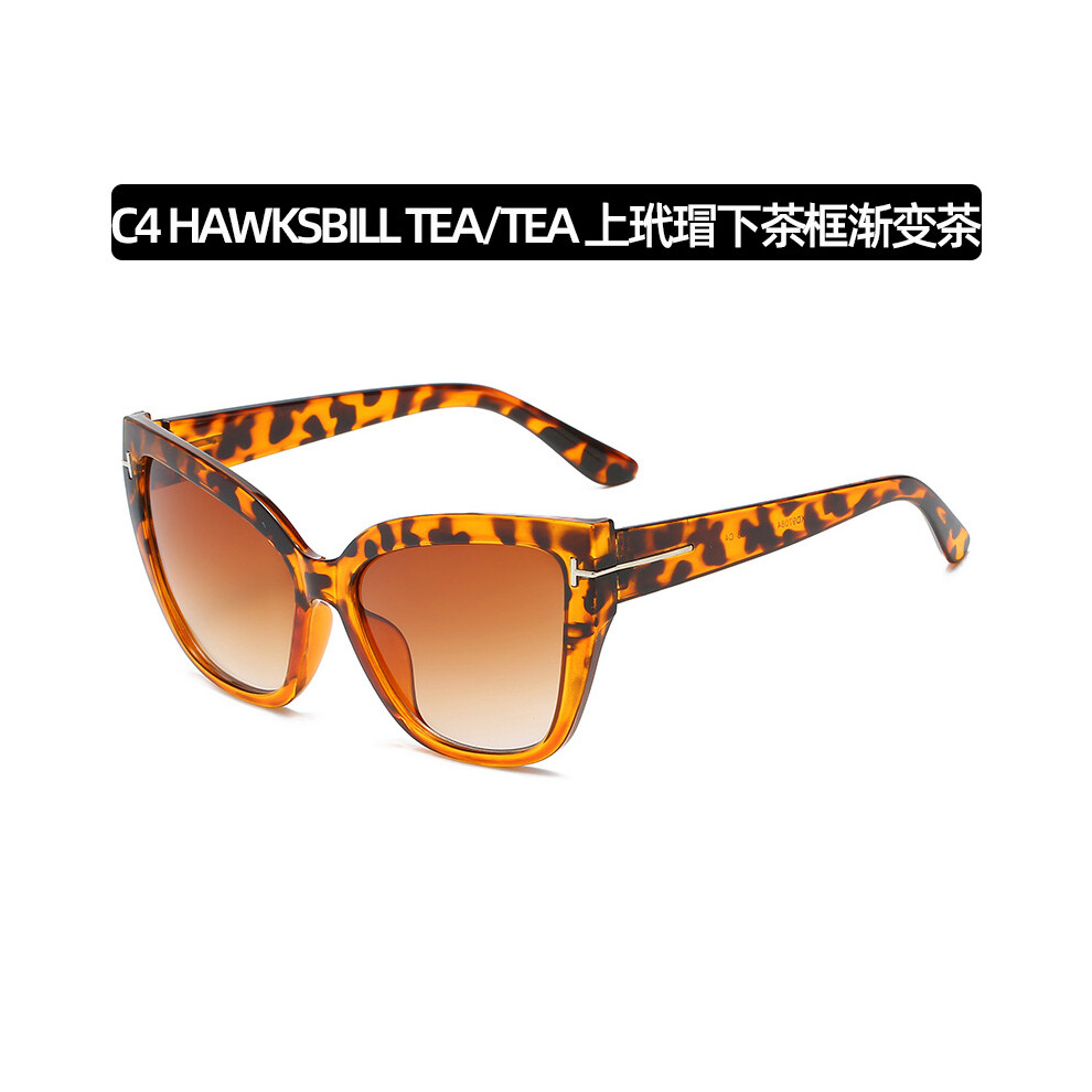 Dachuang Beauty (C4-On The Top Leopard Print And Tea) Trendy Retro Sunglasses - Large Frame Fashion Shades