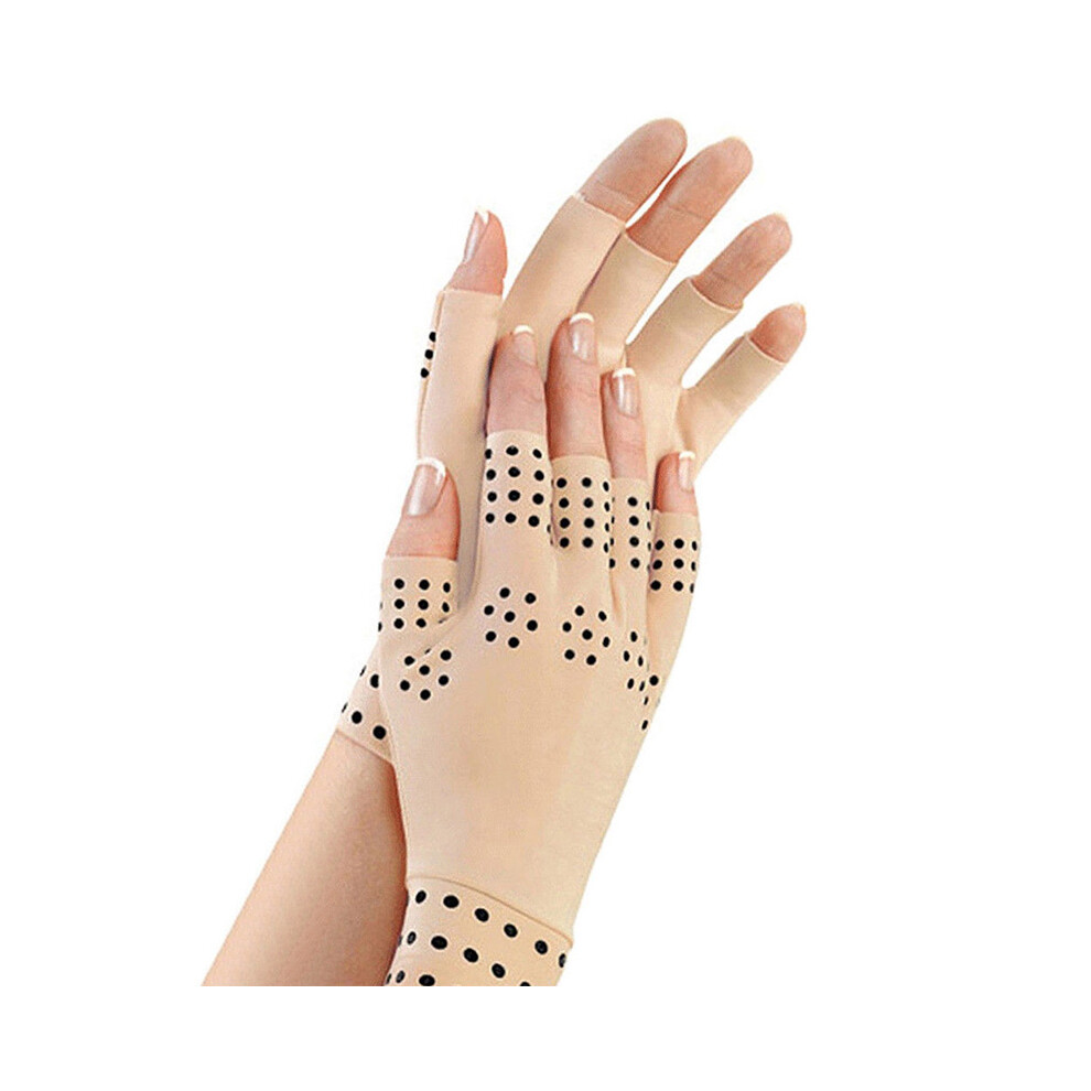 Dachuang Beauty (Khaki) Magnetic Fingerless Gloves For Arthritis Relief