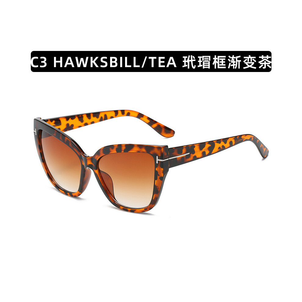 Dachuang Beauty (C3-Leopard Frame Tea Sheet) Trendy Retro Sunglasses - Large Frame Fashion Shades