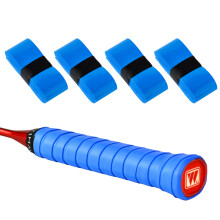 (4 packs of blue) PU Leather Badminton Grip - Anti-Slip & Absorbent