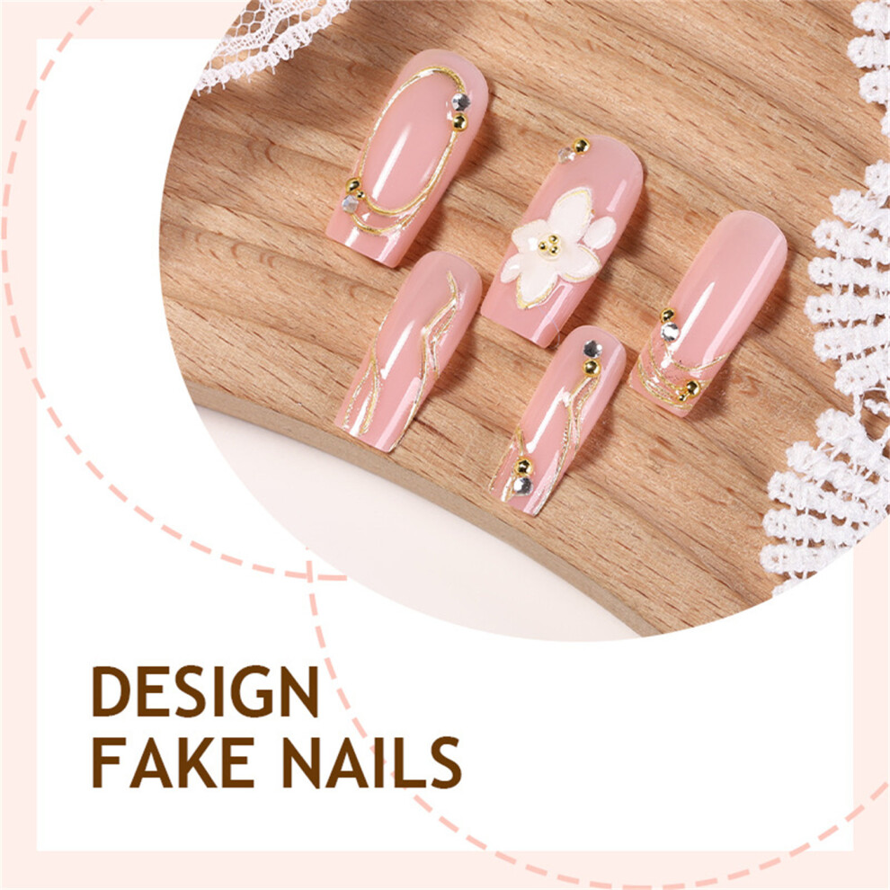 Zhouq-Outdoors 3D Floral False Nails - 24Pcs Wedding & Party