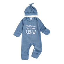(3-6 Months, Blue) Salopă de toamnă pentru bebeluși, cu litere la modă, broderie, guler rotund, mânecă lungă, cu pălărie