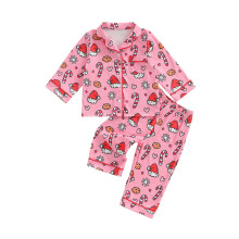 (18-24 Months, Red) Tyttöjen 2 kpl joulupyjama, pitkähihainen napitettava paita + housut, taaperoiden oloasut