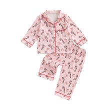 (4-5 Years, Pink) Tyttöjen 2 kpl joulupyjama, pitkähihainen napitettava paita + housut, taaperoiden oloasut