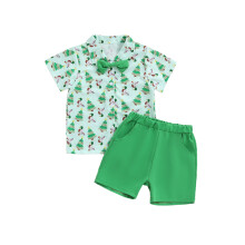 (4-5 Years, Green) Kerstoutfit peuterjongen: T-shirt 2-delige set