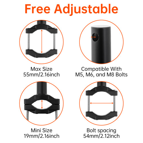 2pcs Motorcycle Headlight Mount Bracket 20-52mm Adjustable Spotlight Tube Mount Clamp Motorcycle Head Light Lamp Holder Support 2