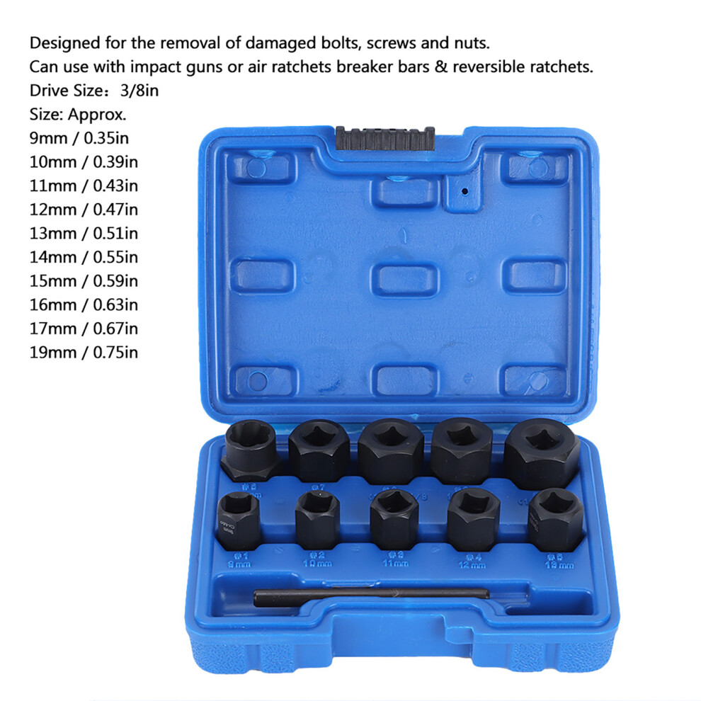 3/8In Drive 11Pc Twist Bolt Remover 7790334722220