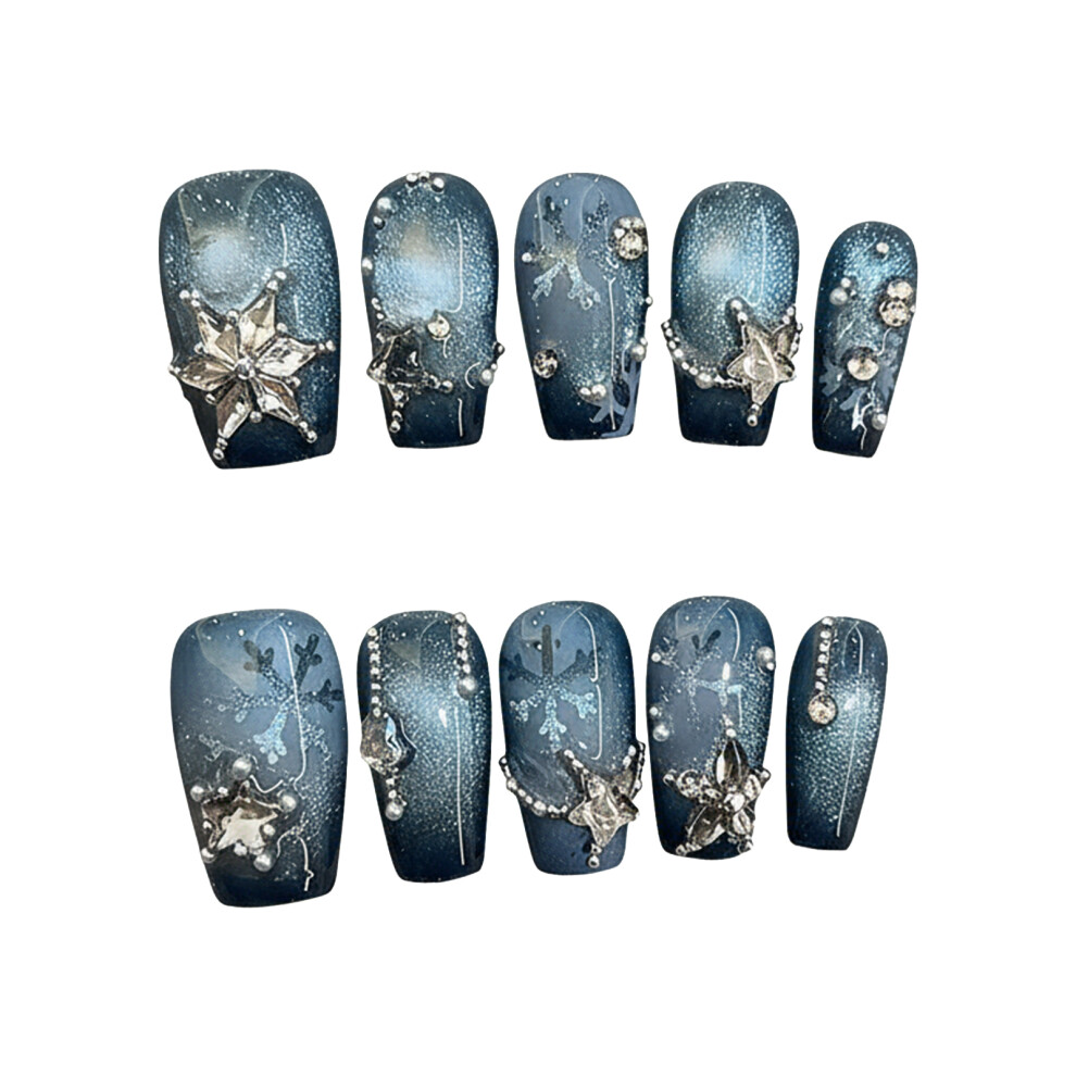 Reach-Tools (Xs) Glitter Cat Eye Press On Nails, Ice Blue, 10Pcs