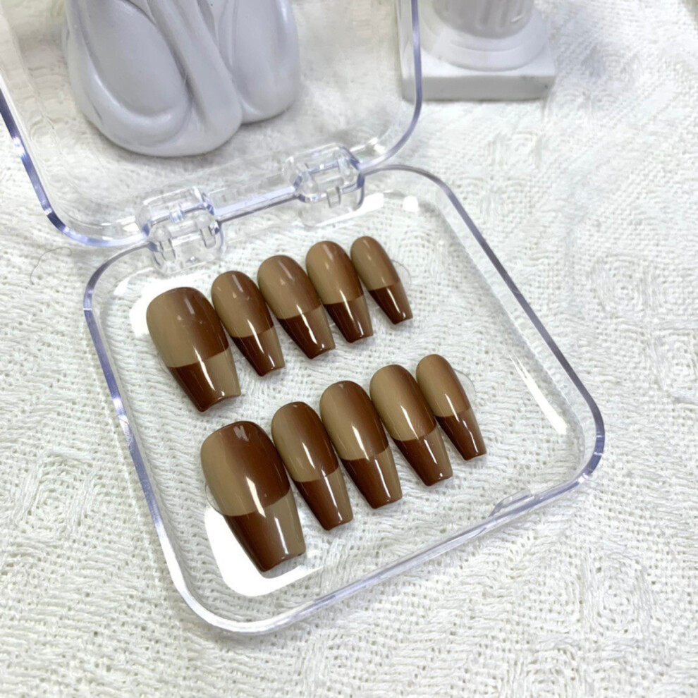 Penghui-Toys (Xs) Brown Fake Nails With Flash Cat Eyes Durable & Never Splitting Comfort Fake Nails For Women And Girl Nail Salon