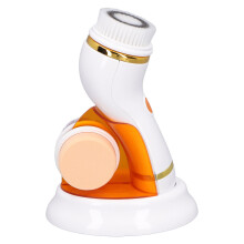 Brosse nettoyante électrique pour le visage avec 3 têtes, massage par vibration, batterie de 500mAh, orange