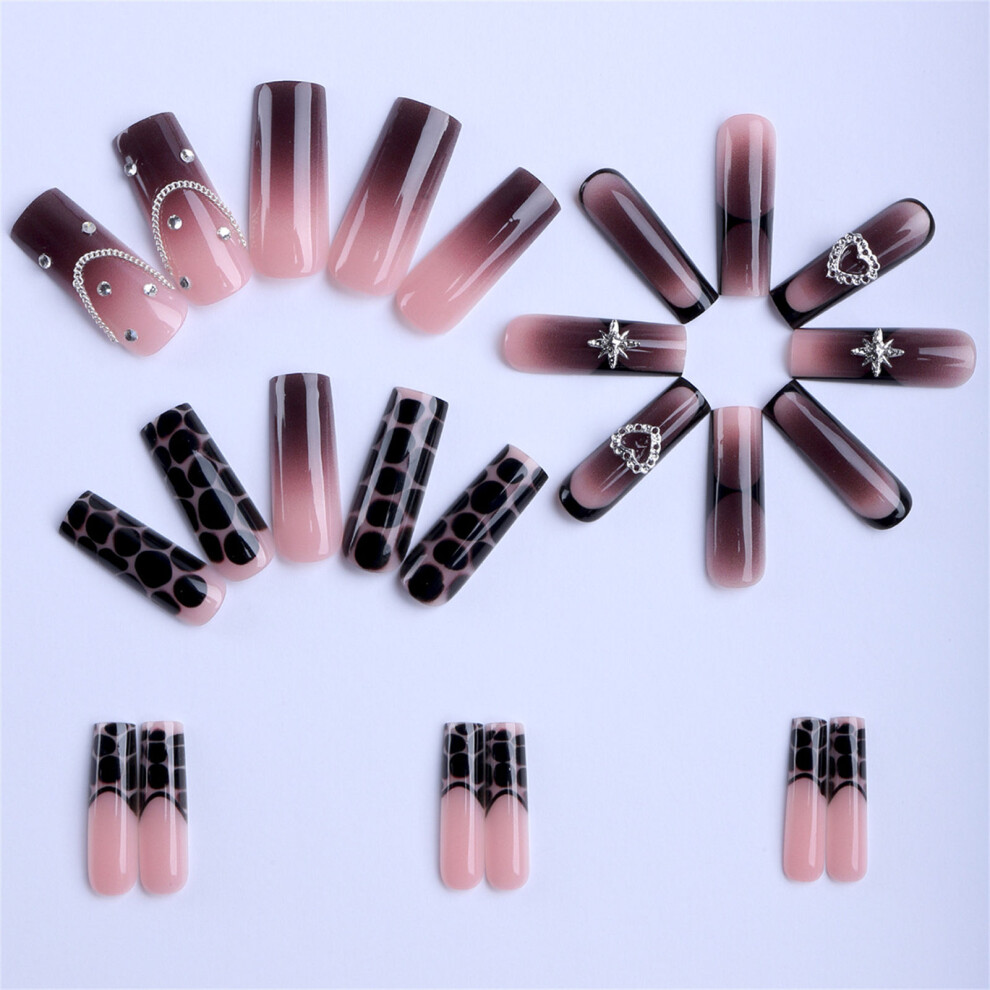 Reach-Tools 24Pcs French Leopard Gradient Fake Nails