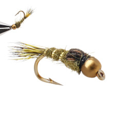 (14) Bead Head Gold Ribbed Hare\'s Ear Nymph Fly Fishing-Flies Set of 6-Flies Hook Size 14/16/18 for Trout Bass Fishing Lure