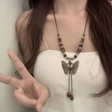 (1) Collier Pendentif Papillon Bohème Cadeau Femme