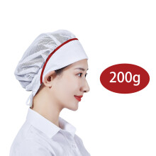 (White red stripes) Chef Mesh Cap - Durable Polyester for Kitchens & Restaurants
