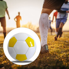 (White Yellow) Soccer Training Ball - Inflatable & Stitched