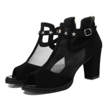 (Black, 41) Sexy Hollowed High Heel Sandals for Women