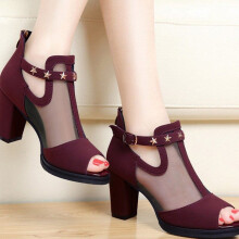 (red, 36) Sexy Hollowed High Heel Sandals for Women