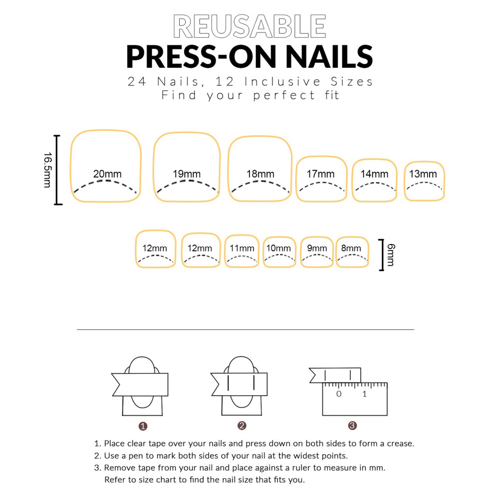 Creation-3C Waterproof False Press-On Nails, Safe & Long Lasting