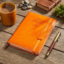 (Orange) Retro A5 Notebook with Strap - Meeting Notes
