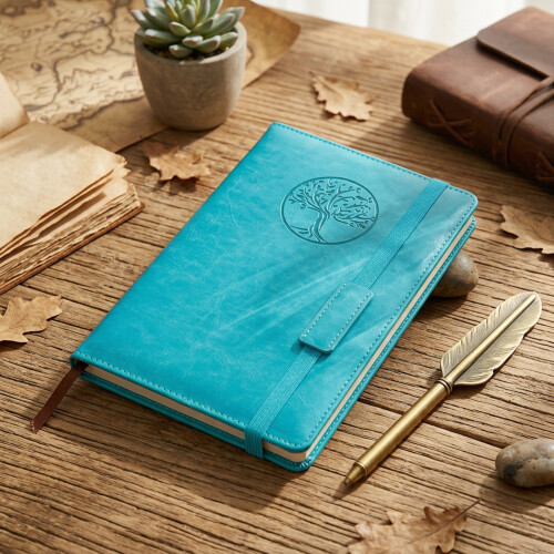 (Turquoise) Retro A5 Notebook with Strap - Meeting Notes