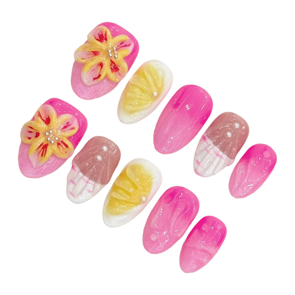Reach-Tools (M) 10Pcs Pink Almond False Nails Zero Pressure