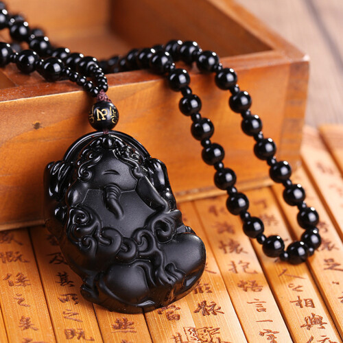 (D) Obsidian Couple Necklace - Lucky Wealth Charm