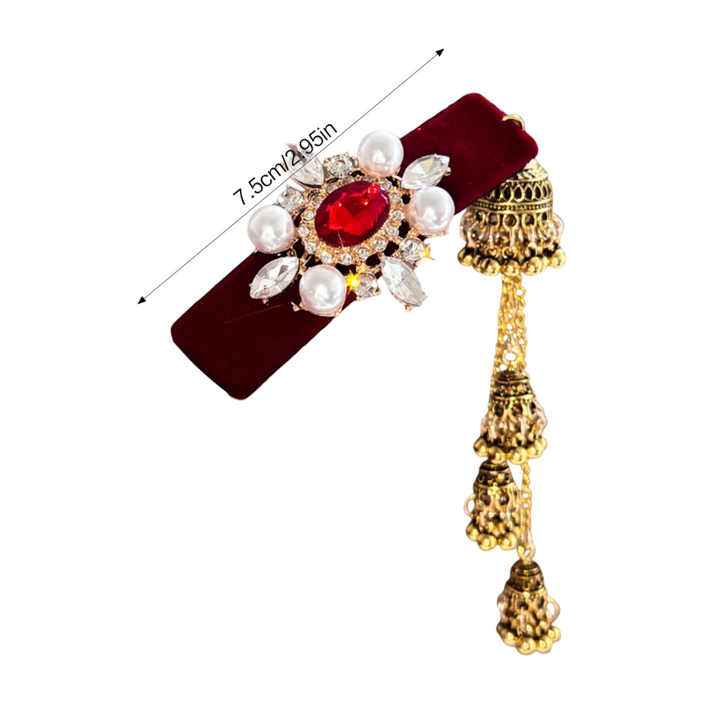 Dachuang Beauty (Red Velvet Bb Clip) Vintage Red Velvet Hair Clip With Tassel