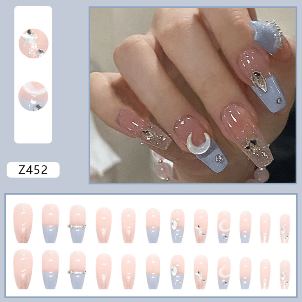 Phui-Pet-Supplies (Standard) 24Pcs Macaroon Fake Nails With Moon Decor