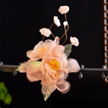 (1pcs) Pink Flower Hair Clip for Hanfu, Non-Slip Resin Petals