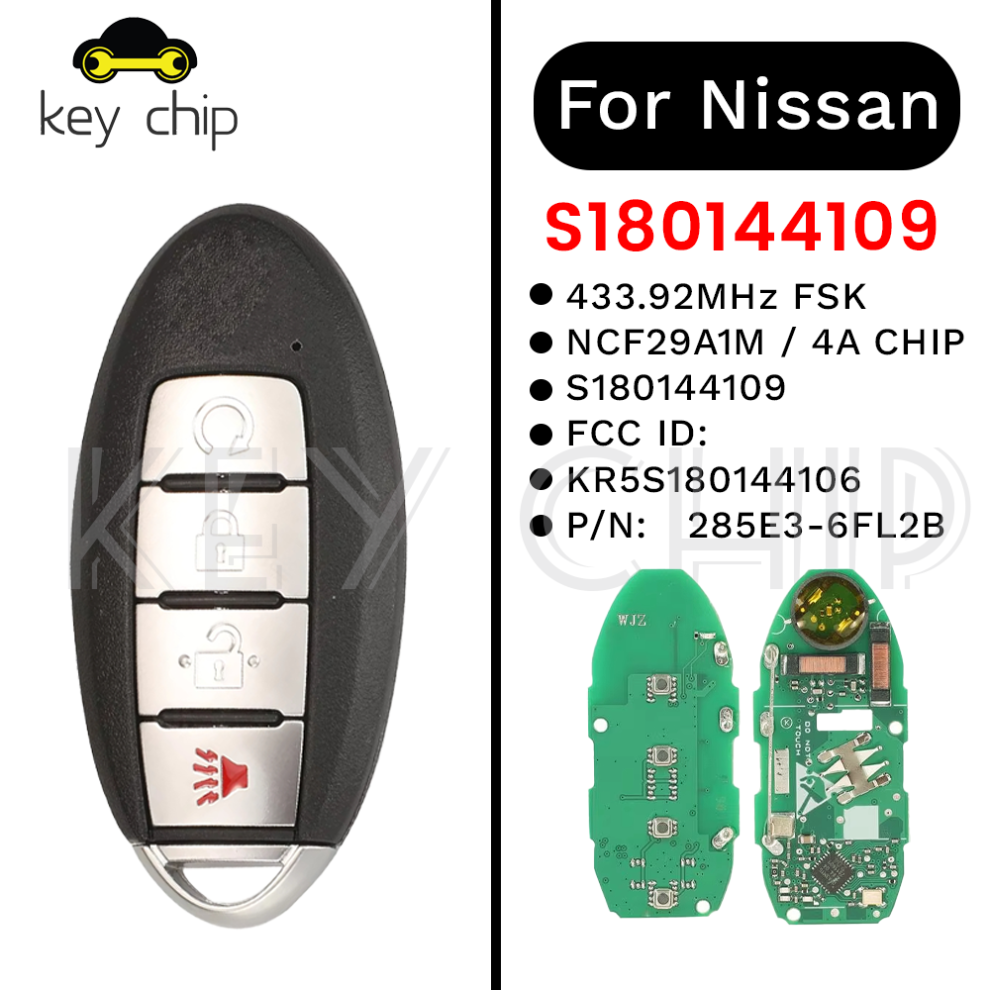 Smart Key For Nissan Rogue S180144109 433.92Mhz Fsk Ncf29a1m / Hitag Aes / 4A Chip Kr5s180144106 P/N: 285E3-6Fl2b 6935161702521