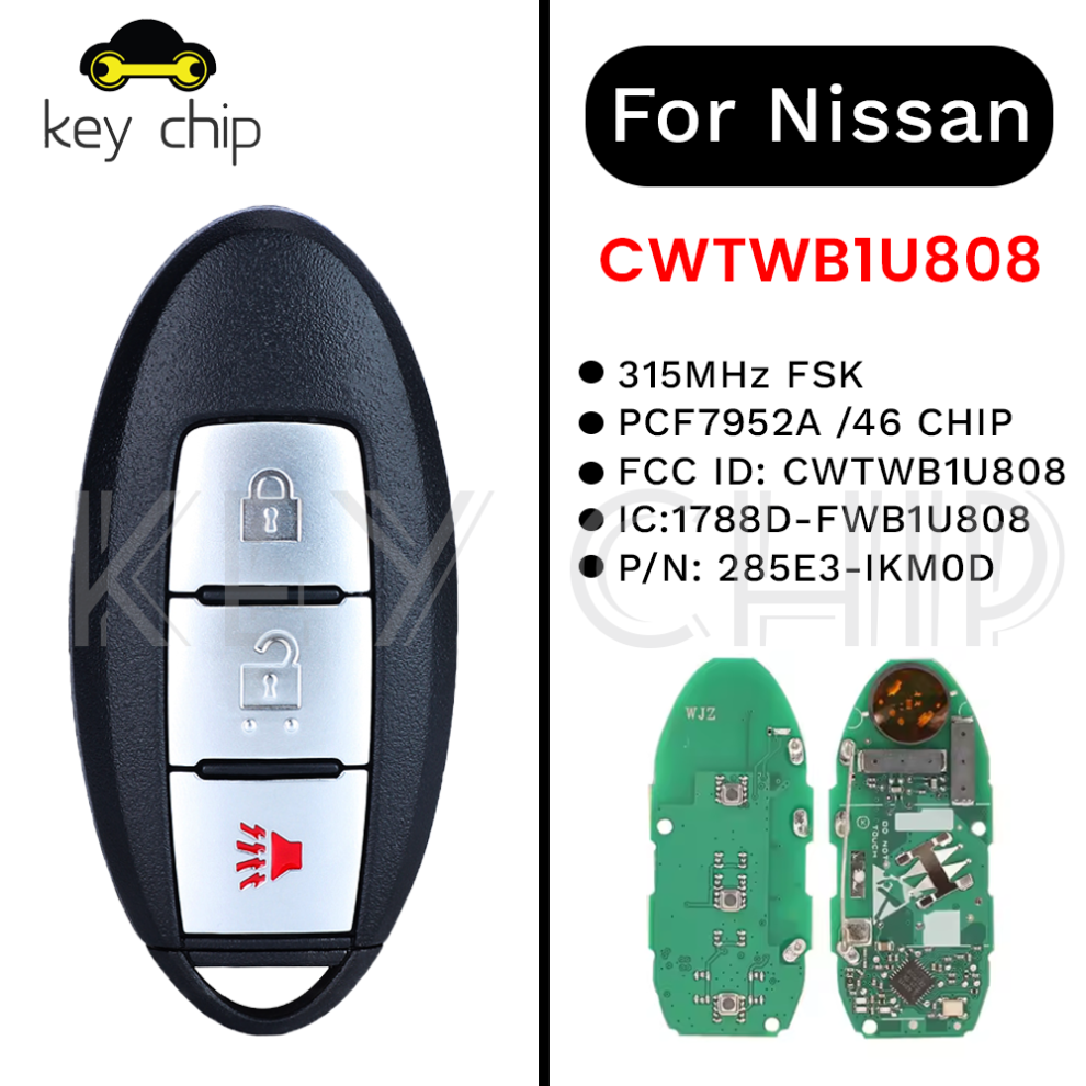 Smart Key For Nissan Cube Juke Quest Cwtwb1u808 315Mhz Fsk Pcf7952a / Hitag 2 / 46 Chip 285E3-Ikm0d 1788D-Fwb1u808 6935161702514