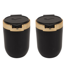 2Pcs Portable Car Ashtray with Blue LED Light, Removable, Smokeless for Vehicle Truck Vans