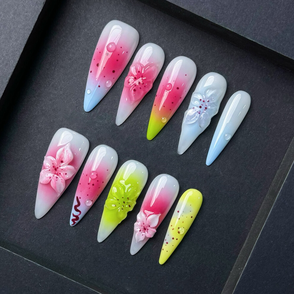Bright-Home (Xs) Blush Smudging False Nails With Water Drop Easy Effortless Application To Nails For Manicure Lovers And Beauty Bloggers