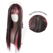 (Black Pink dyeing) Sweet Lolita Wig with Black & Pink Highlights for Cosplay