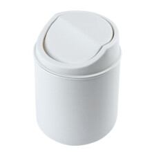 (White) Mini Desk Trash Can with Lid - White/Gray