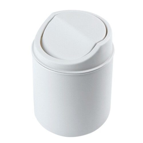 (White) Mini Desk Trash Can with Lid - White/Gray
