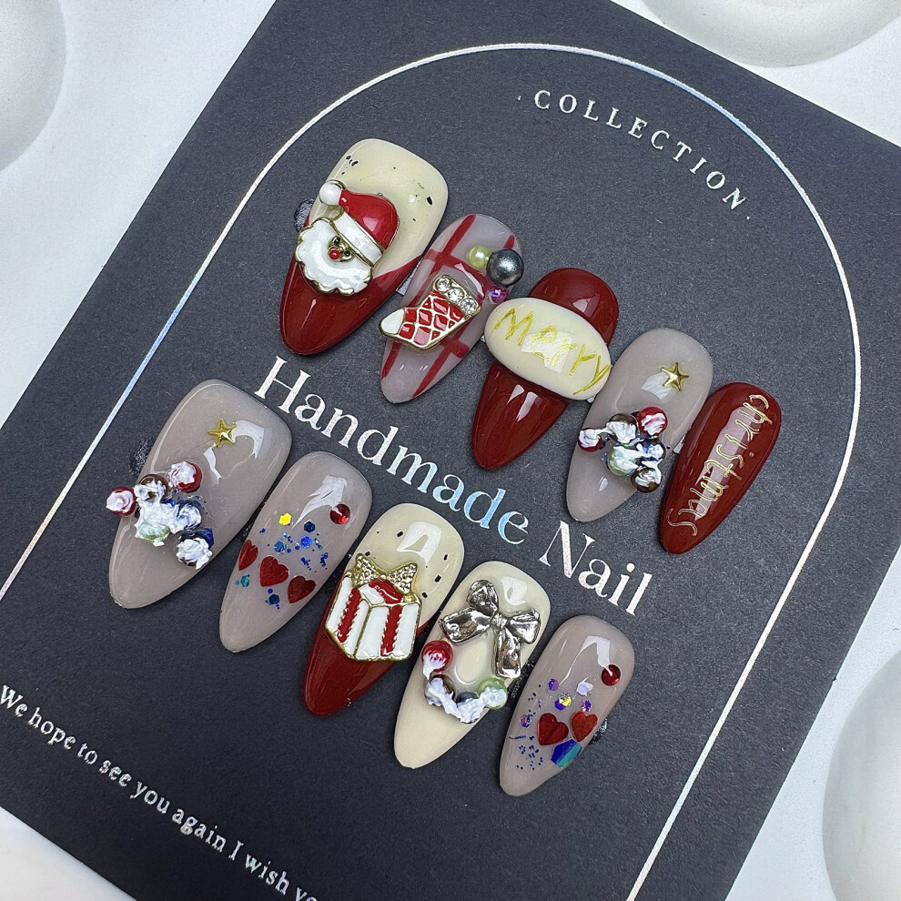 Dachuang Beauty (S) 10Pcs Snowflake Press On Nails Holiday Party