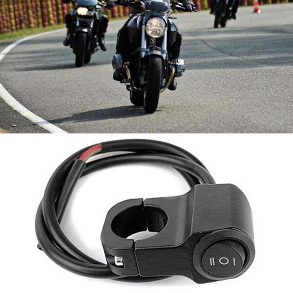 Aluminum Alloy Motorcycle Headlight On/Off Push Button Switch 60Cm Cord Black 9491388045133