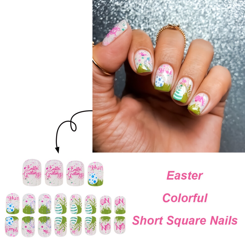 Dachuang Beauty Rabbit Print Fake Nails - Durable Easter Design