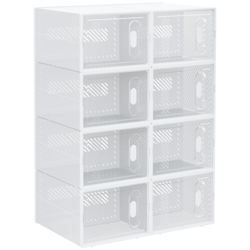 Homcom HOMCOM 8PCS Stackable Clear Plastic Shoe Storage Box for UK/EU Size 8.5/43 1