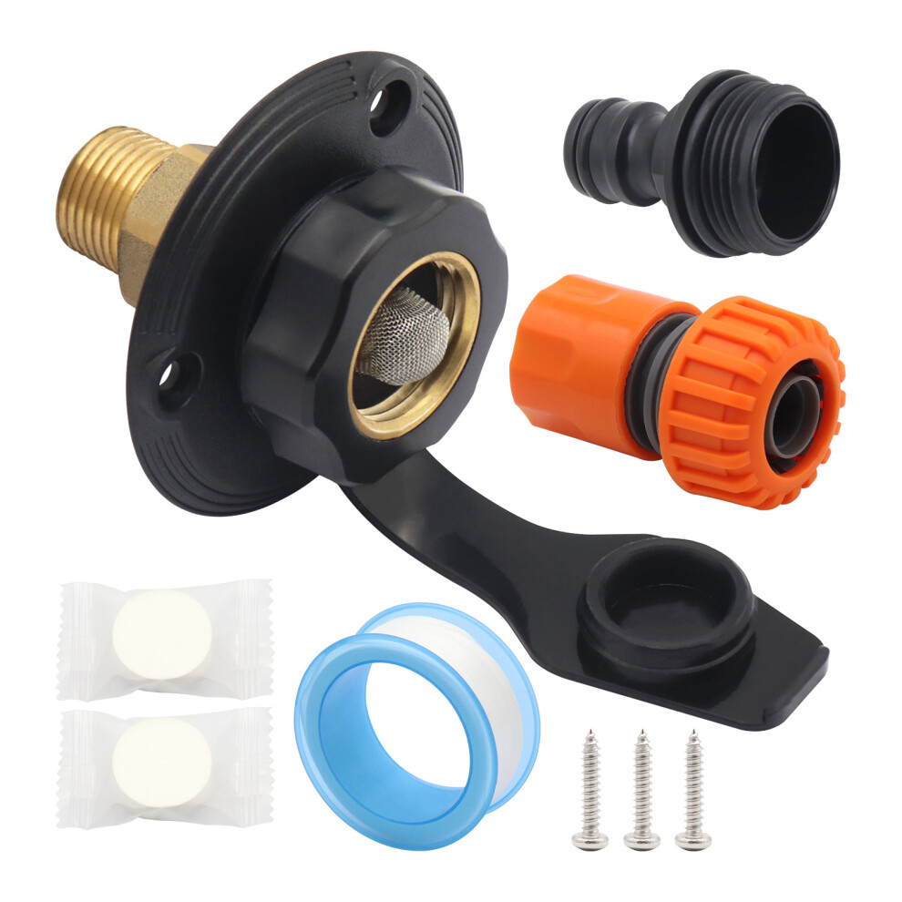 (Black) Durable Quick Connector Set And Rv City Water Inlet Check Valve For Black 5905632300649