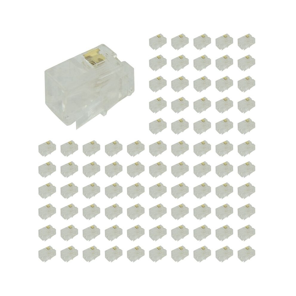Rj9 4P4c Plug Phone Jack Connector 150 Pieces, Transparent 4714137140534