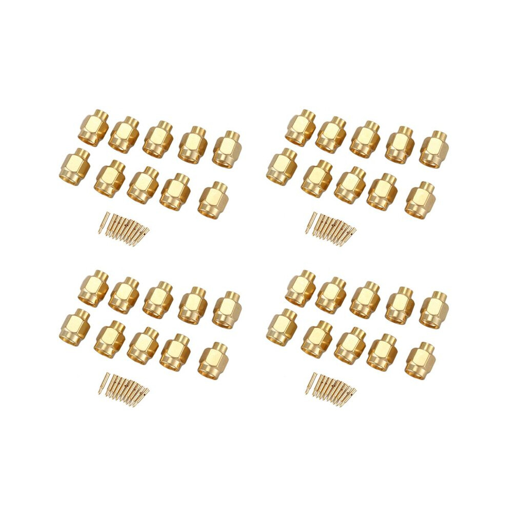 40X Sma Male Plug Solder Rf Coax Connector For Semi-Rigid Rg402 0.141 Inch Cable Gold 4711296609865